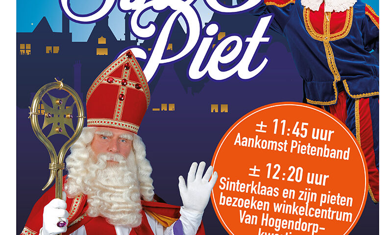 Zaterdag 12 november Sint en zijn Pieten bezoeken het Van Hogendorpkwartier!