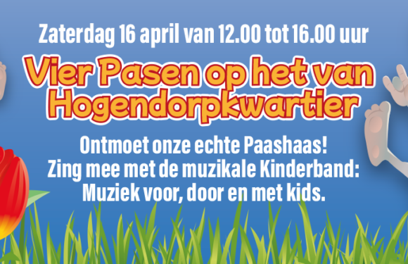 Niet vergeten !! Zaterdag 16 april tussen 12.00 tot 16.00 uurDe fantastische Kinderband en echte Paashaas op winkelcentrum van Hogendorpkwartier!